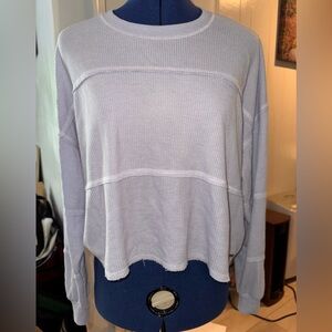 Women's Light Blue Waffle Knit Top